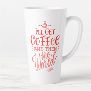 Tasse Latte Citation De Café Inspiré Haute Calligraphie Rouge