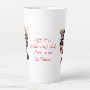Tasse Latte Citation De Foi - Fille Avec Des Livres Sur La Têt