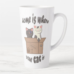 Tasse Latte Citation drôle Accueil est où est votre chat
