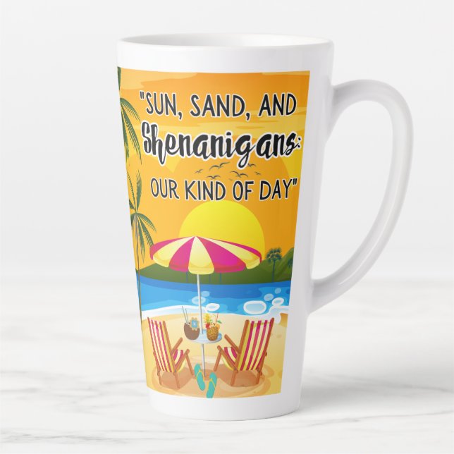 Tasse Latte citation du coucher de soleil à la plage (Droite)