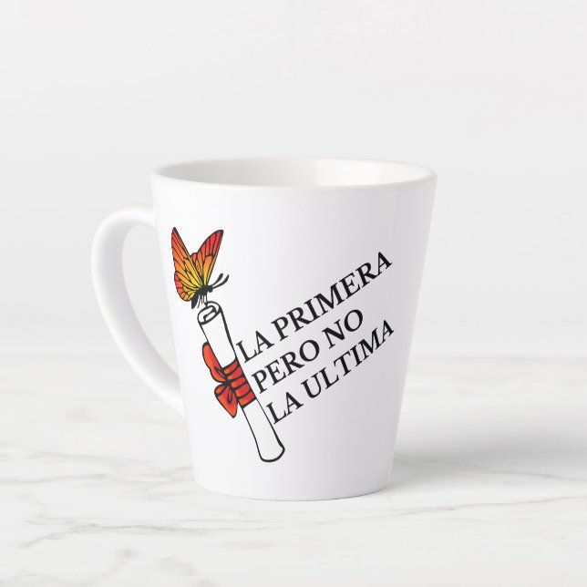 Tasse Latte Citation espagnole Papillon portant diplôme Grad (Angle gauche)