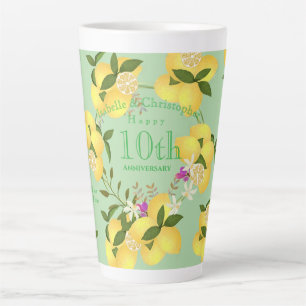 Tasse Latte Citron Squeeze Mariage Anniversaire Vert