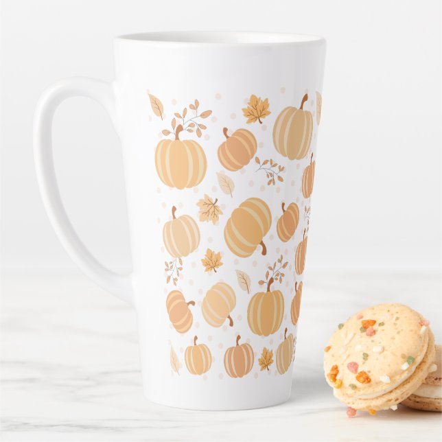 Tasse Latte Citrouille de récolte d'automne et Motif pastel fe (En situation)