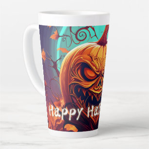 Tasse Latte Citrouille d'Halloween à branche torsadée ornée