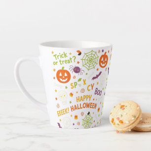 Tasse Latte Citrouille éffrayant et amusant - Motif Halloween 