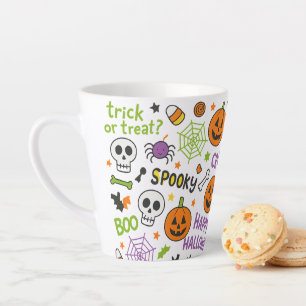 Tasse Latte Citrouille éffrayant et amusant - Motif Halloween 