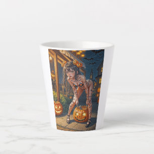 Tasse Latte Citrouille et chauve-souris d'Halloween Monstre Fi