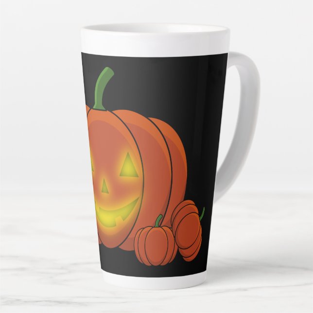 Tasse Latte Citrouille Jack-o-lanterne (Angle droit)