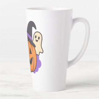 Tasse Latte Citrouille mignonne d'Halloween avec chapeau de so