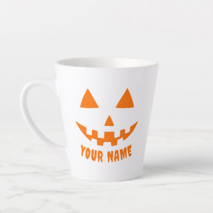 Tasse Latte Citrouille orange personnalisé Halloween Votre Nom