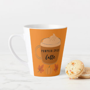 Tasse Latte Citrouille Spice Latte automne Feuilles et Citroui