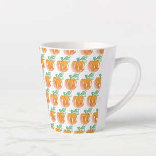 Tasse Latte Citrouilles d'automne à l'aquarelle motif orange 