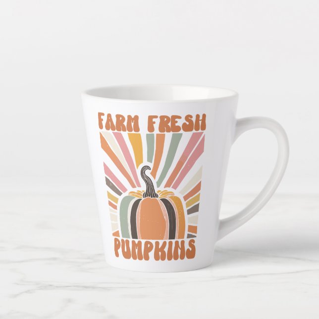 Tasse Latte Citrouilles frais de la ferme rétro (Droite)