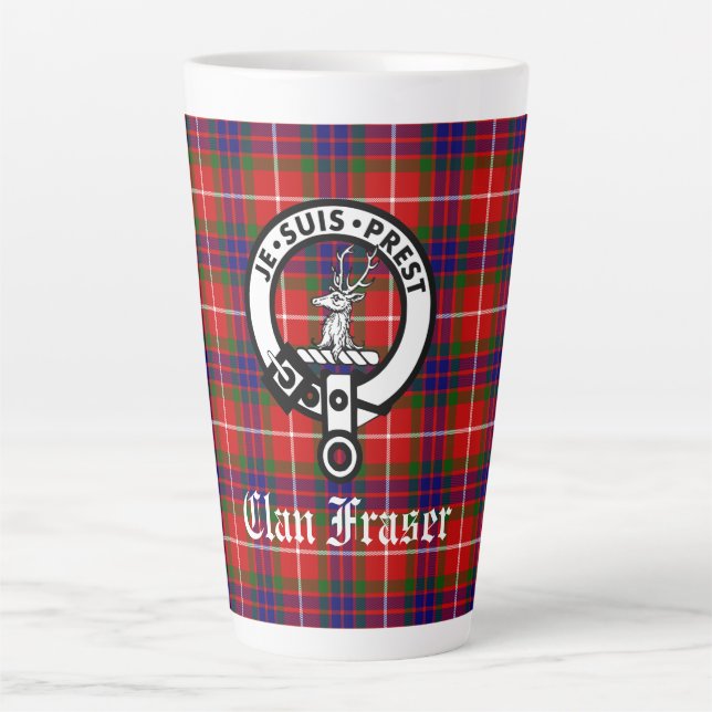 Tasse Latte Clan Fraser Crest Badge et Tartan (Devant)