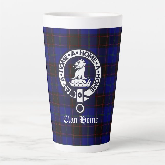 Tasse Latte Clan Home Crest Badge et Tartan (Devant)