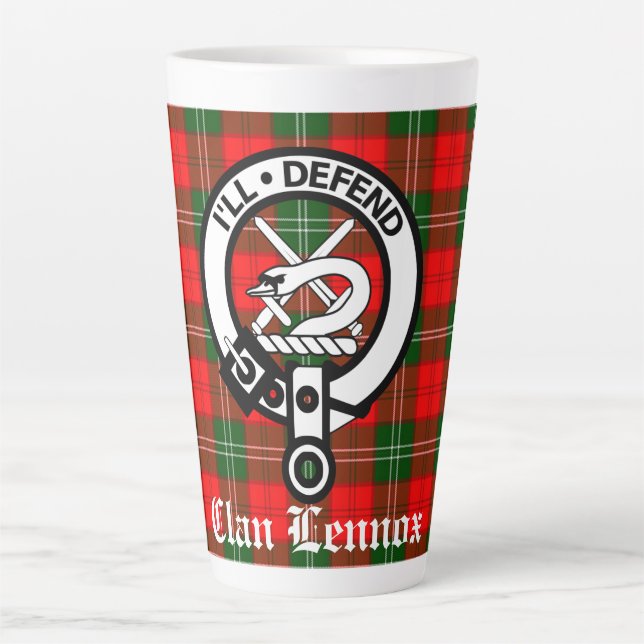 Tasse Latte Clan Lennox Crest Badge & Tartan (Devant)