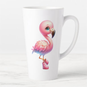 Tasse Latte Clipart de dessin Flamant rose aquarelle
