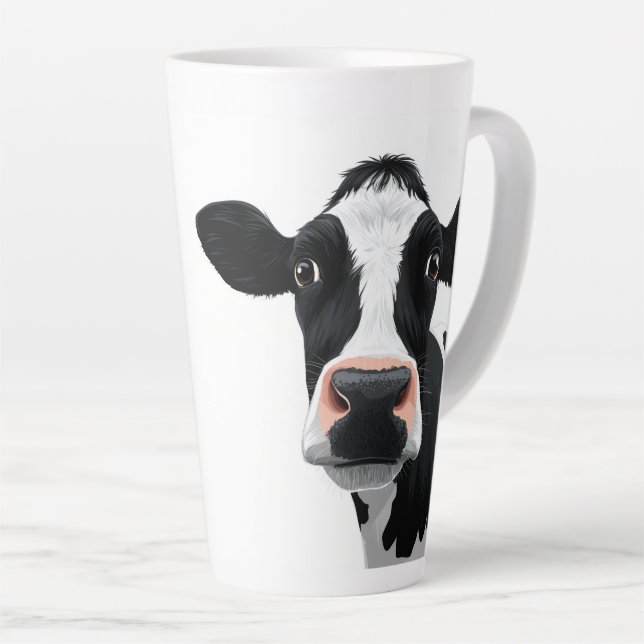 Tasse Latte Close-Up Cow Curiosity (Angle droit)