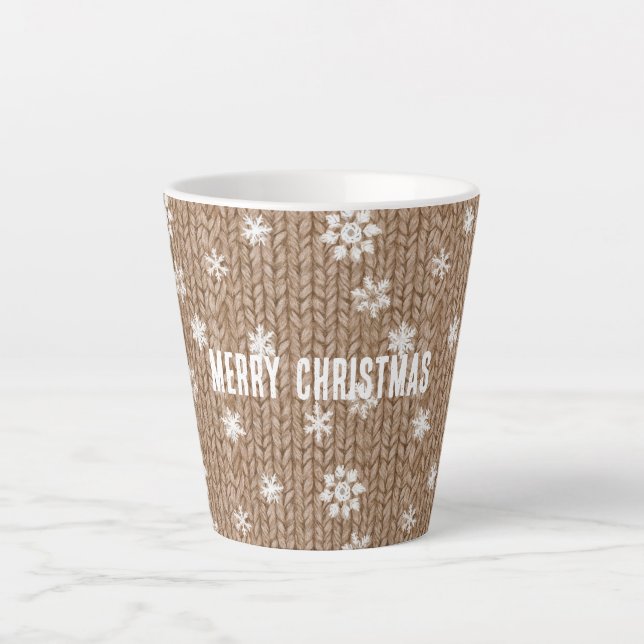 Tasse Latte Cocoa Cream Snowflakes Christmas (Devant)