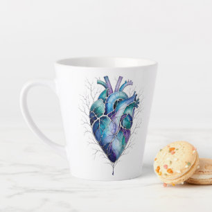Tasse Latte Cœur Anatomique Bleu et Violet