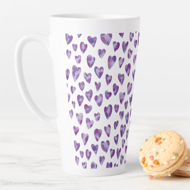 Tasse Latte Coeur d'aquarelle très Peri (En situation)