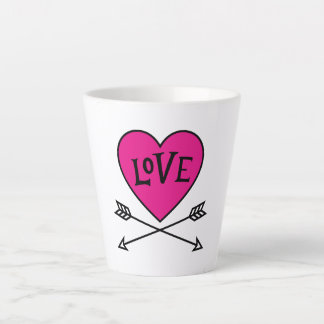 Tasse Latte Cœur rose arcs de Cupidon AMOUR