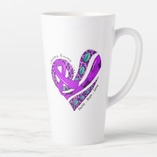 Tasse Latte Cœur Ruban Violet Sensibilisation à l'Épilepsie