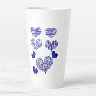 Tasse Latte Coeurs bleus à motifs