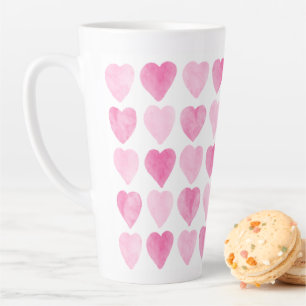Tasse Latte Coeurs d'aquarelle rose pâle