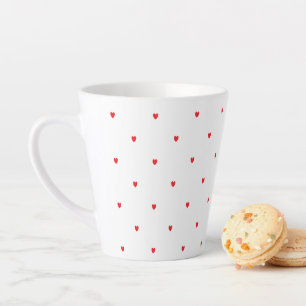 Tasse Latte Coeurs de doodle rouge doux Classique blanc Élég
