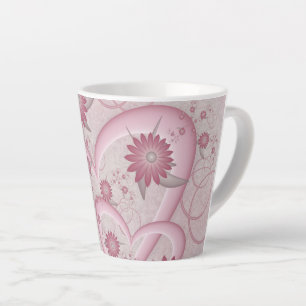 Tasse Latte Cœurs et fleurs abstraits roses Amour Art fractal
