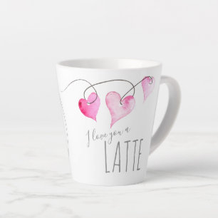 Tasse Latte Coeurs mignons Valentines Jour Cadeau Café Louveur