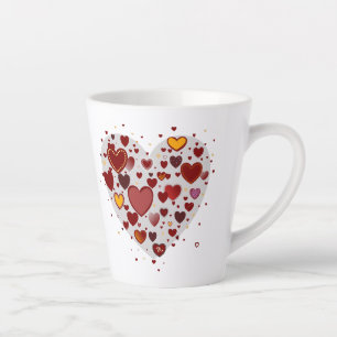 Tasse Latte Cœurs partout