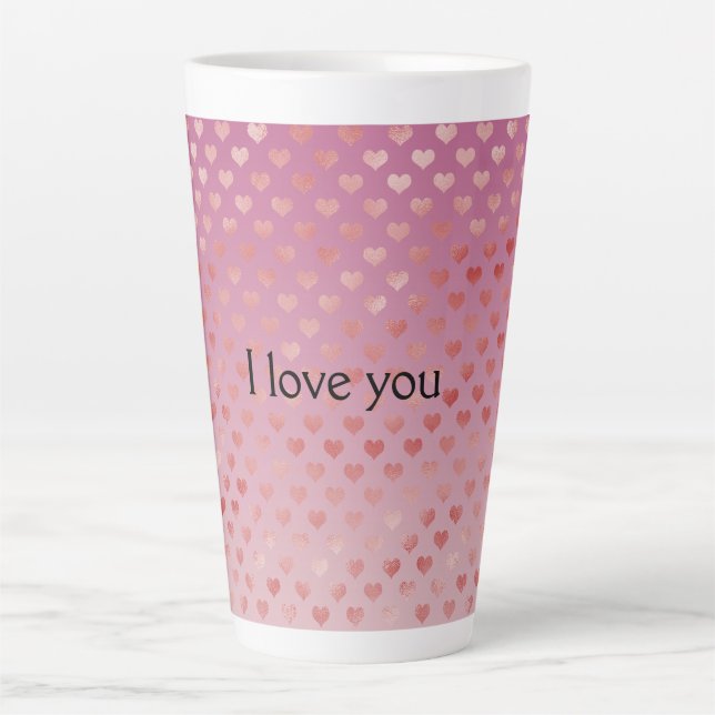 Tasse Latte Coeurs rouges roses Ombre (Devant)