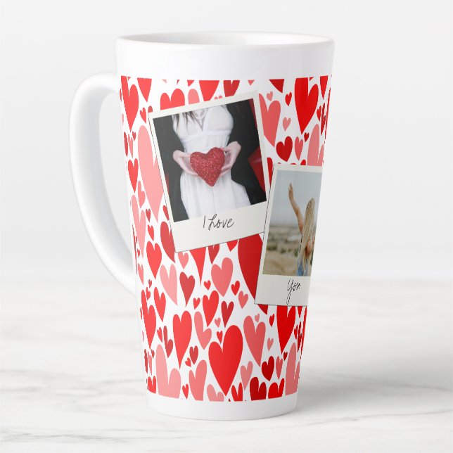 Tasse Latte Coeurs rouges super et romantiques Saint Valentin  (Angle gauche)