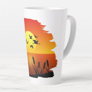 Tasse Latte Coffee cup with sunset over river clipart