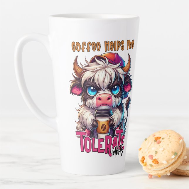 Tasse Latte Coffee Helps Me Tolerate Idiots  (En situation)
