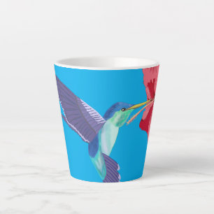 Tasse Latte Colibri et Hibiscus rouge