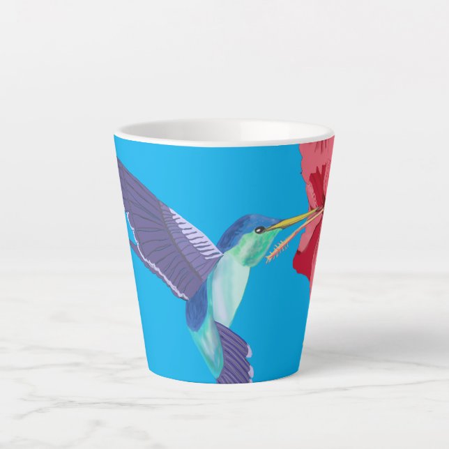 Tasse Latte Colibri et Hibiscus rouge (Devant)
