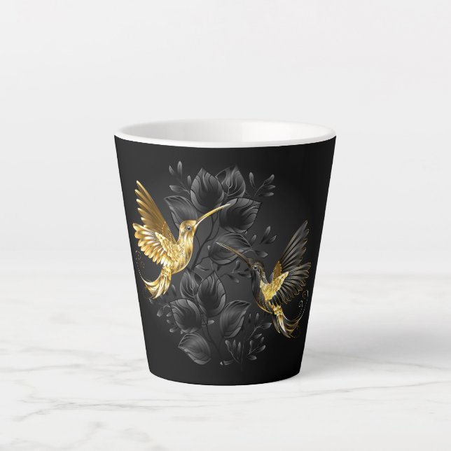 Tasse Latte Colibri noir et or (Devant)