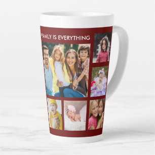 Tasse Latte Collage de 12 photos personnalisé Citation de fami