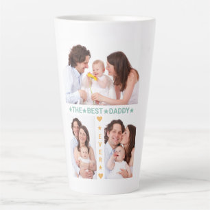 Tasse Latte Collage de photos de famille Best Papa Ever Fête d