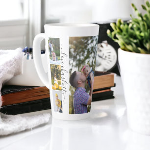 Tasse Latte Collage de photos et de texte personnalisé pour la