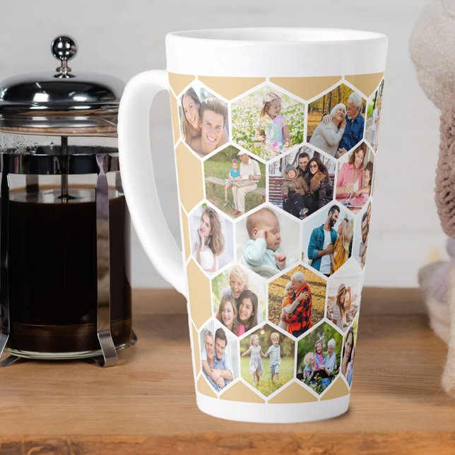 Tasse Latte Collage de photos Hexagon géométrique 28 hauteur d (Créateur téléchargé)