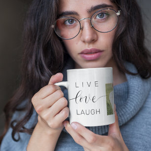 Tasse Latte Collage moderne Couple Photo & Live Love Laugh Cad