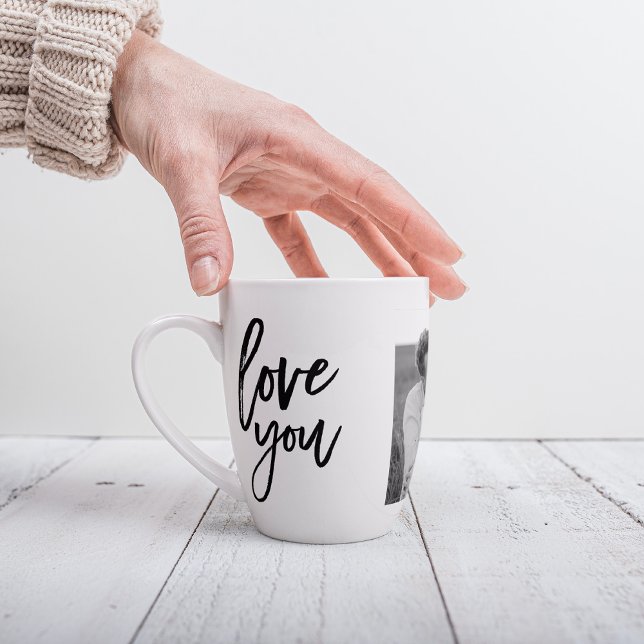 Tasse Latte Collage moderne Couple Photo & Love You Beauté Cad (Créateur téléchargé)