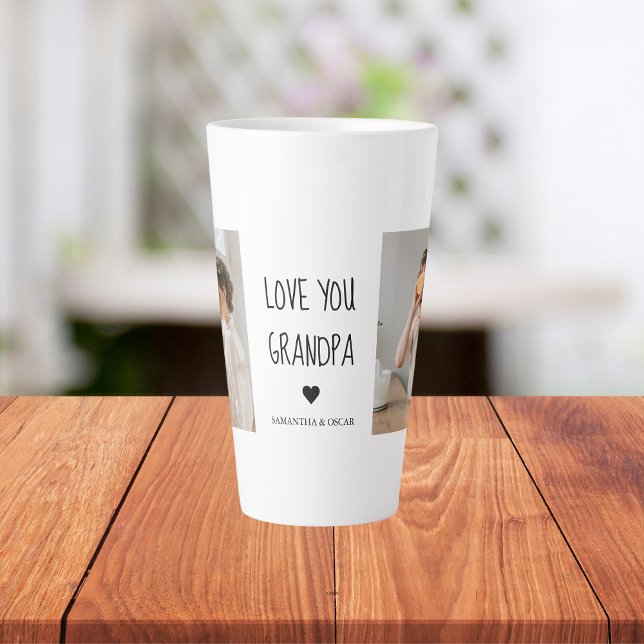 Tasse Latte Collage moderne Photo Love You Grand-père Meilleur (Créateur téléchargé)