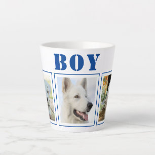 Tasse Latte Collage photo Chien Bleu 3 avec nom