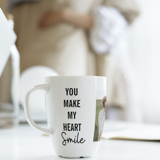Tasse Latte Collage photo en couple et belle citation romantiq (Créateur téléchargé)