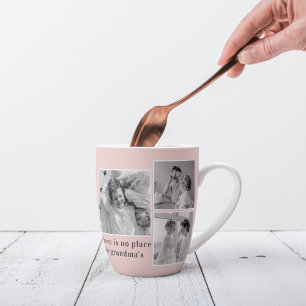 Tasse Latte Collage Photo Pastel Pink Meilleur grand-mère Pois